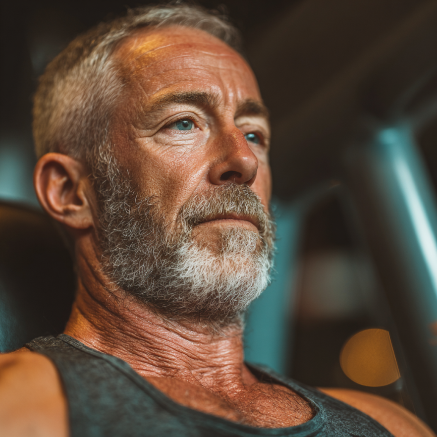 Інструктор показує вправи йоги групі людей середнього віку на природі